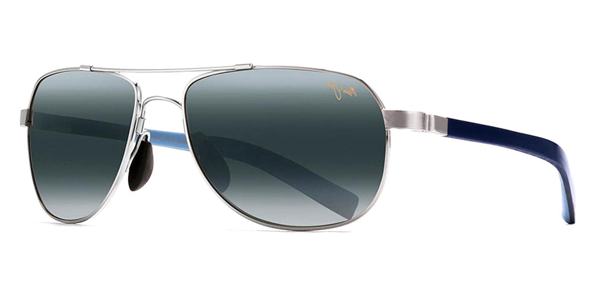 MAUI JIM SUNGLASSES - GUARDRAILS 327-17 58 - Silver with Blue and Light Blue