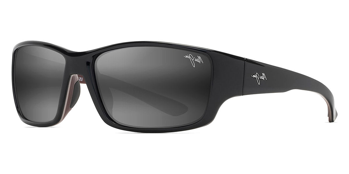 MAUI JIM SUNGLASSES - LOCAL KINE 810-07E 61 - Shiny Black with Gray and Maroon
