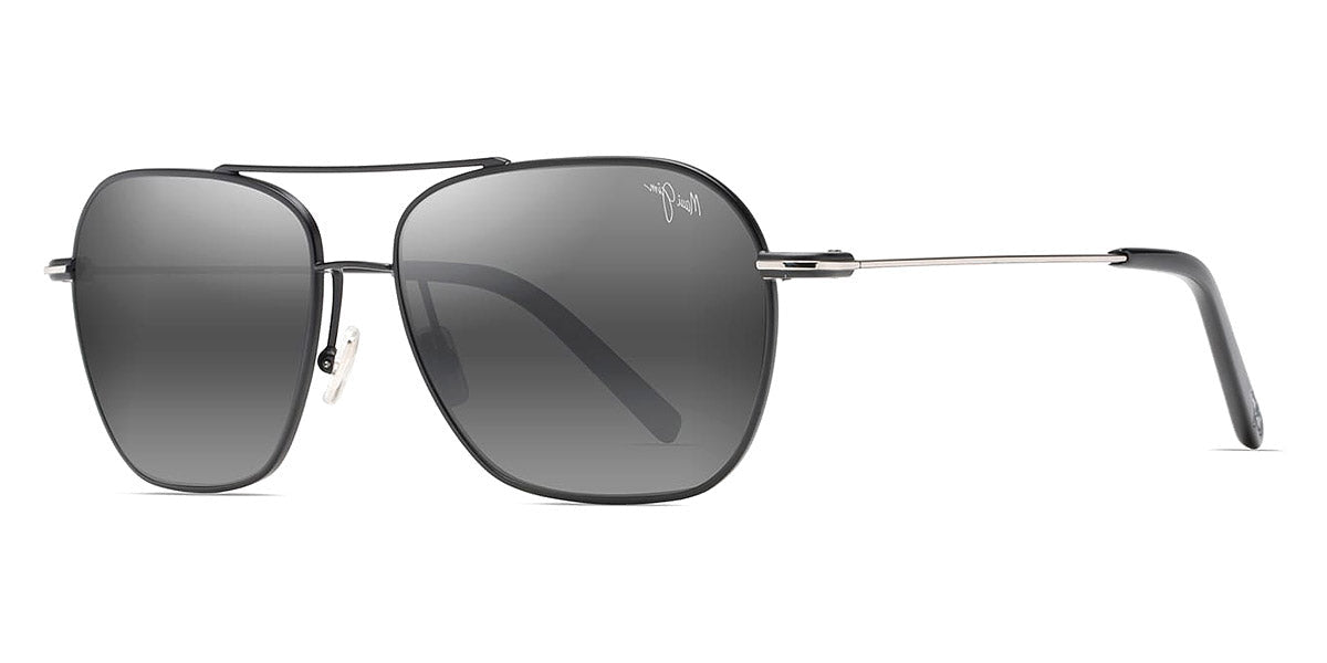 MAUI JIM SUNGLASSES - MANO 877-02 57 - Black with Silver Stripe