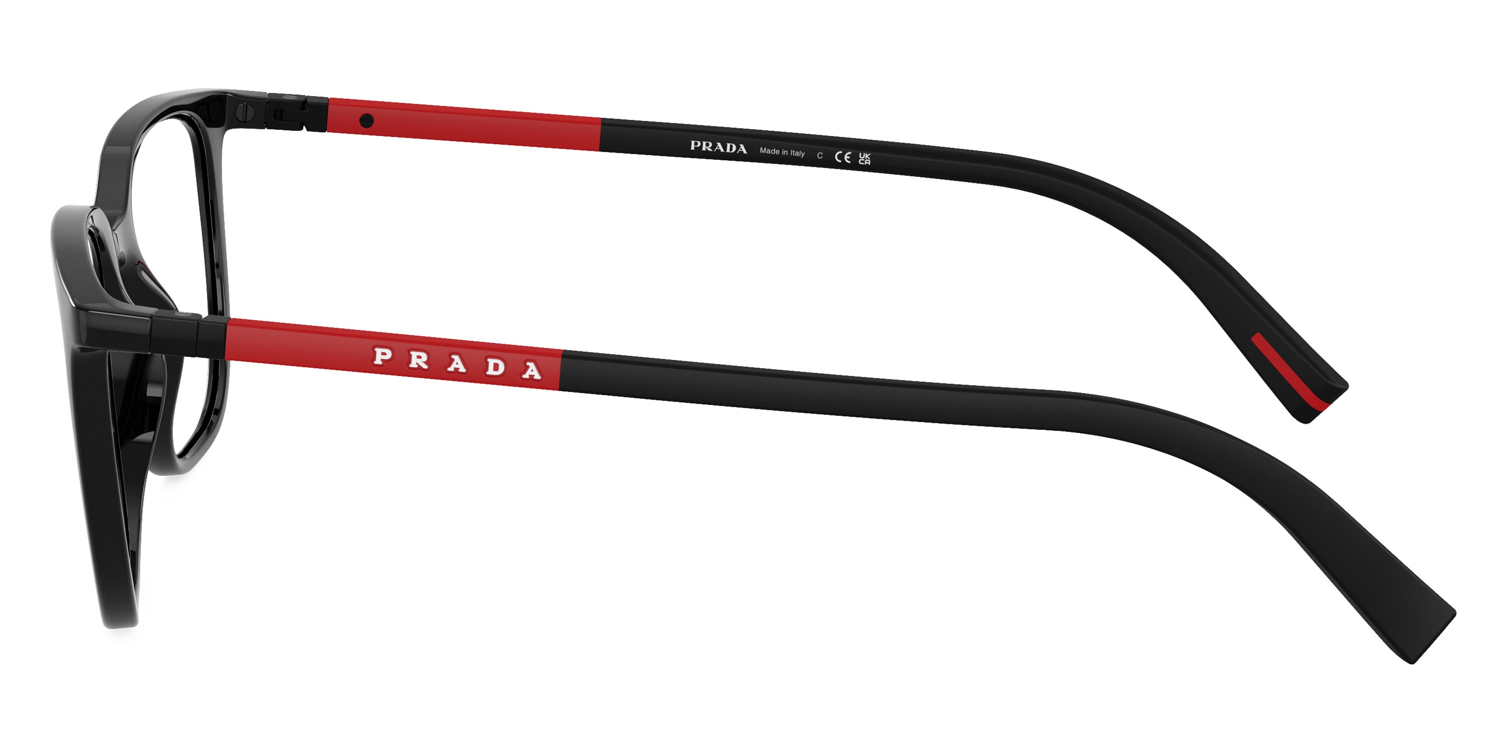 PRADA LINEA ROSSA EYEGLASSES - PS 04RV 1AB1O1 50 - Black/Black Rubber