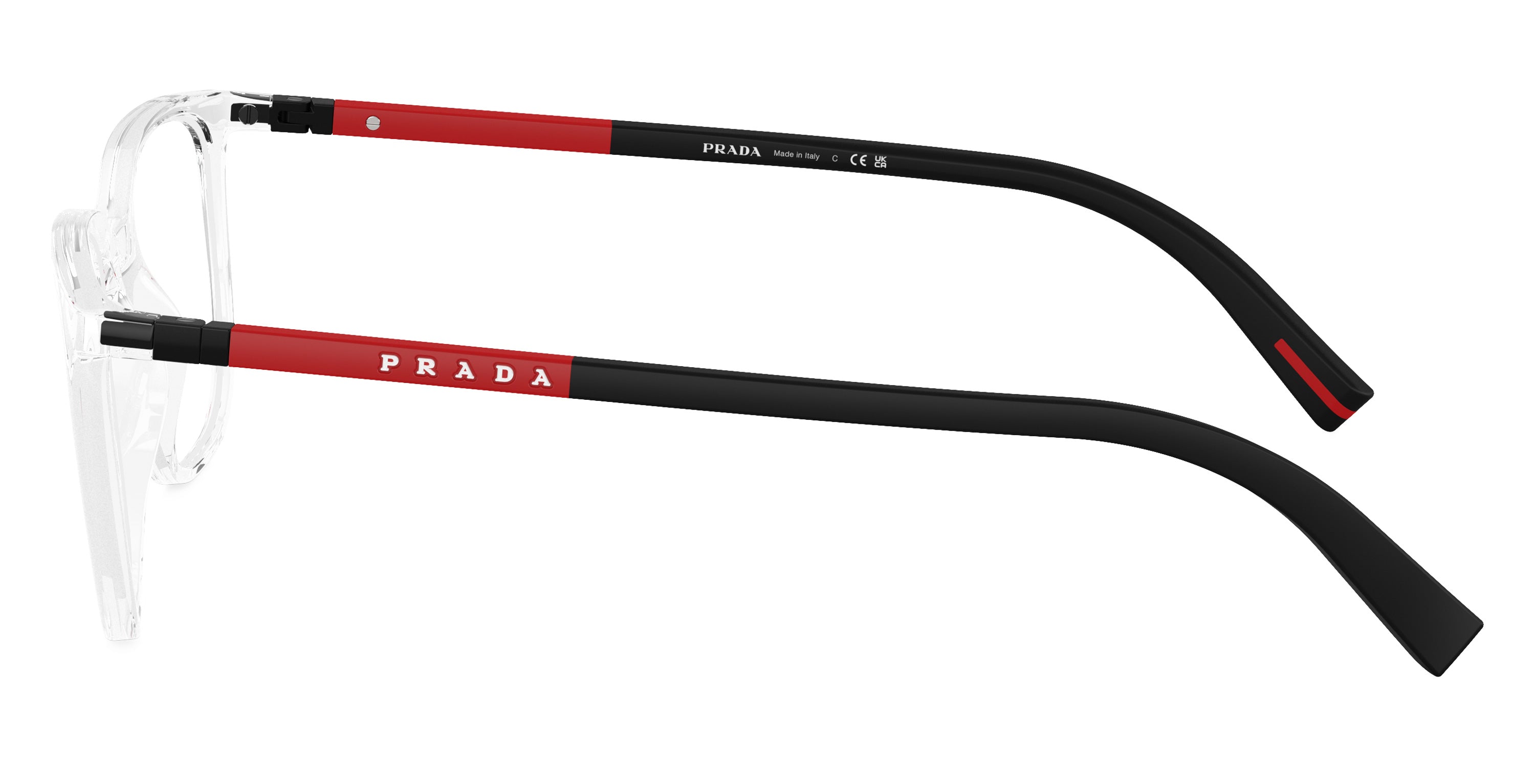 PRADA LINEA ROSSA EYEGLASSES - PS 04RV 2AZ1O1 50 - Transparent/Black Rubber