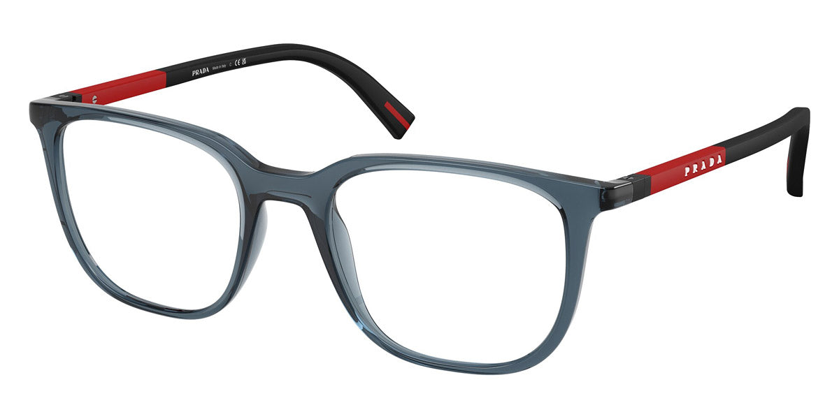 PRADA LINEA ROSSA EYEGLASSES - PS 04RV CZH1O1 50 - Transparent Blue/Black Rubber
