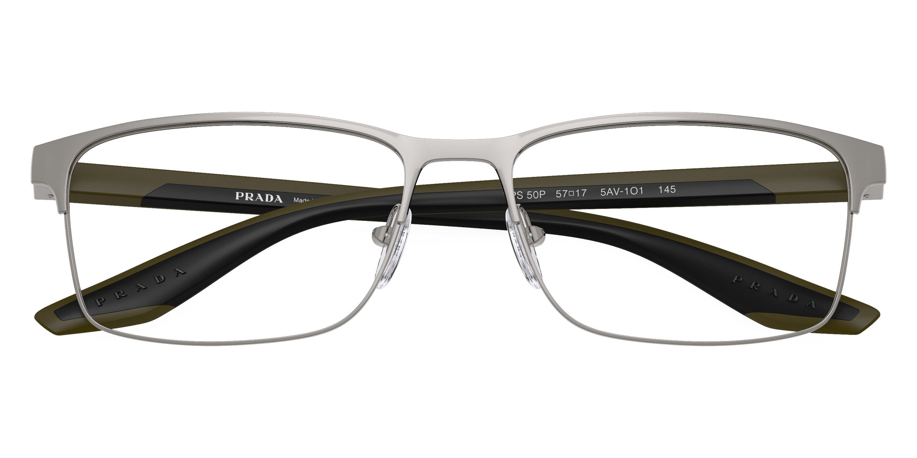 PRADA LINEA ROSSA EYEGLASSES - PS 50PV 5AV1O1 57 - Gunmetal/Matte Green
