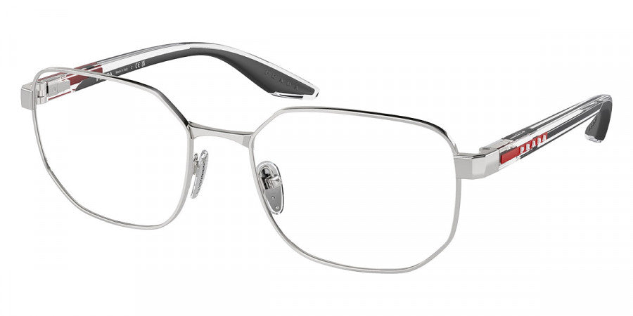 PRADA LINEA ROSSA EYEGLASSES - PS 50QV 1BC1O1 55 - Silver/Transparent/Black