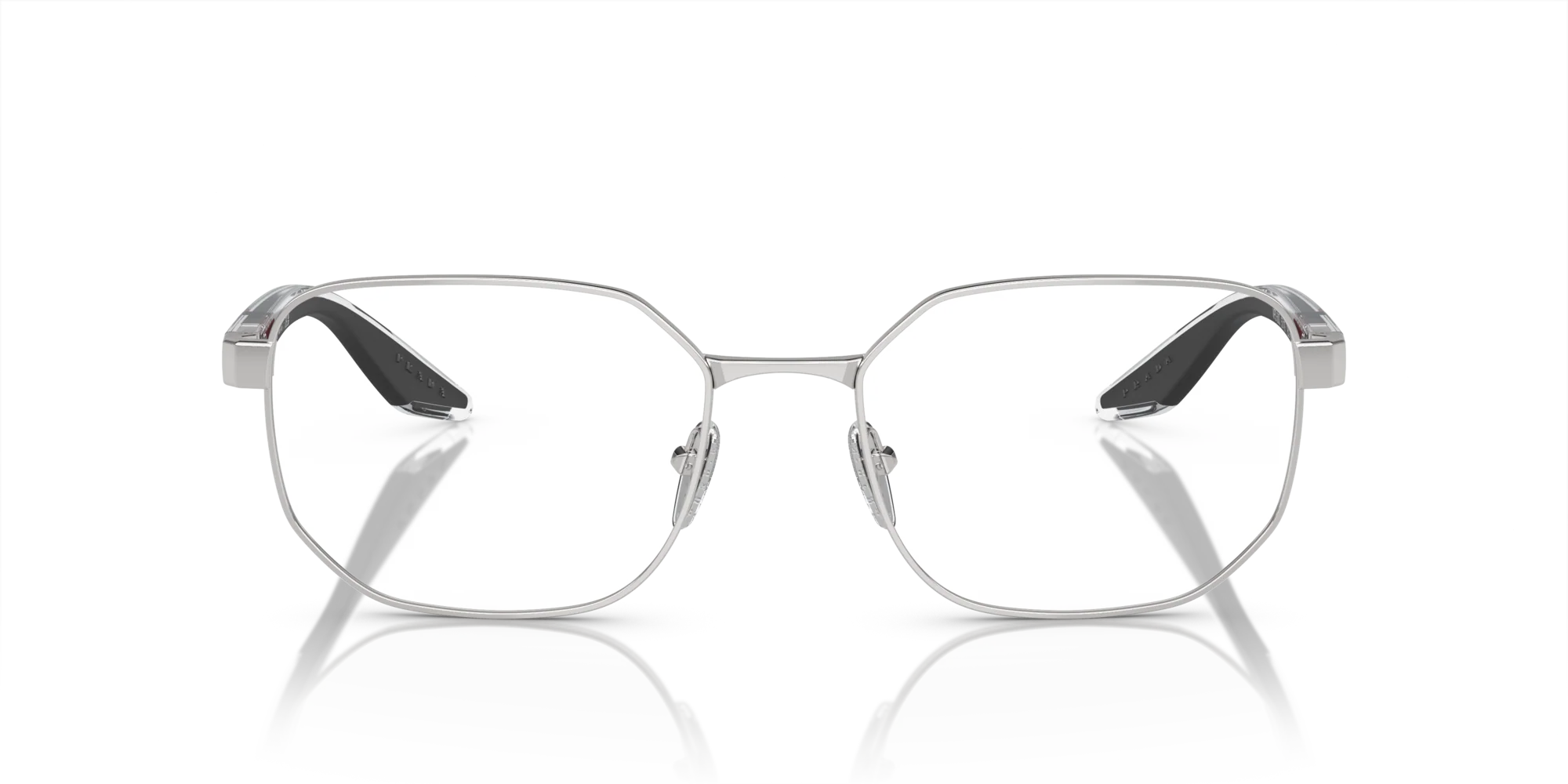 PRADA LINEA ROSSA EYEGLASSES - PS 50QV 1BC1O1 55 - Silver/Transparent/Black