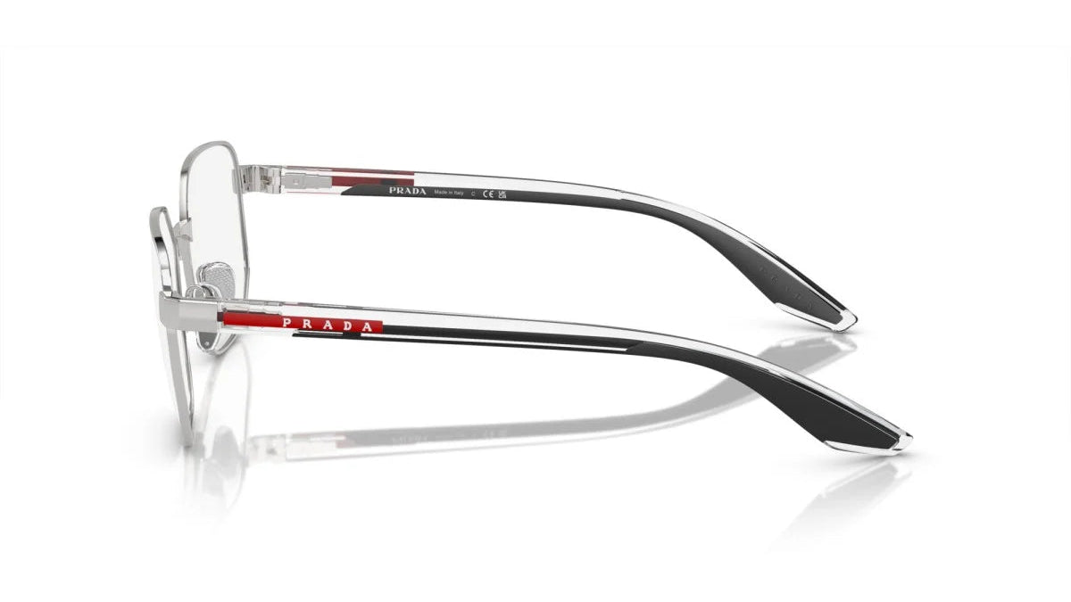 PRADA LINEA ROSSA EYEGLASSES - PS 50QV 1BC1O1 55 - Silver/Transparent/Black