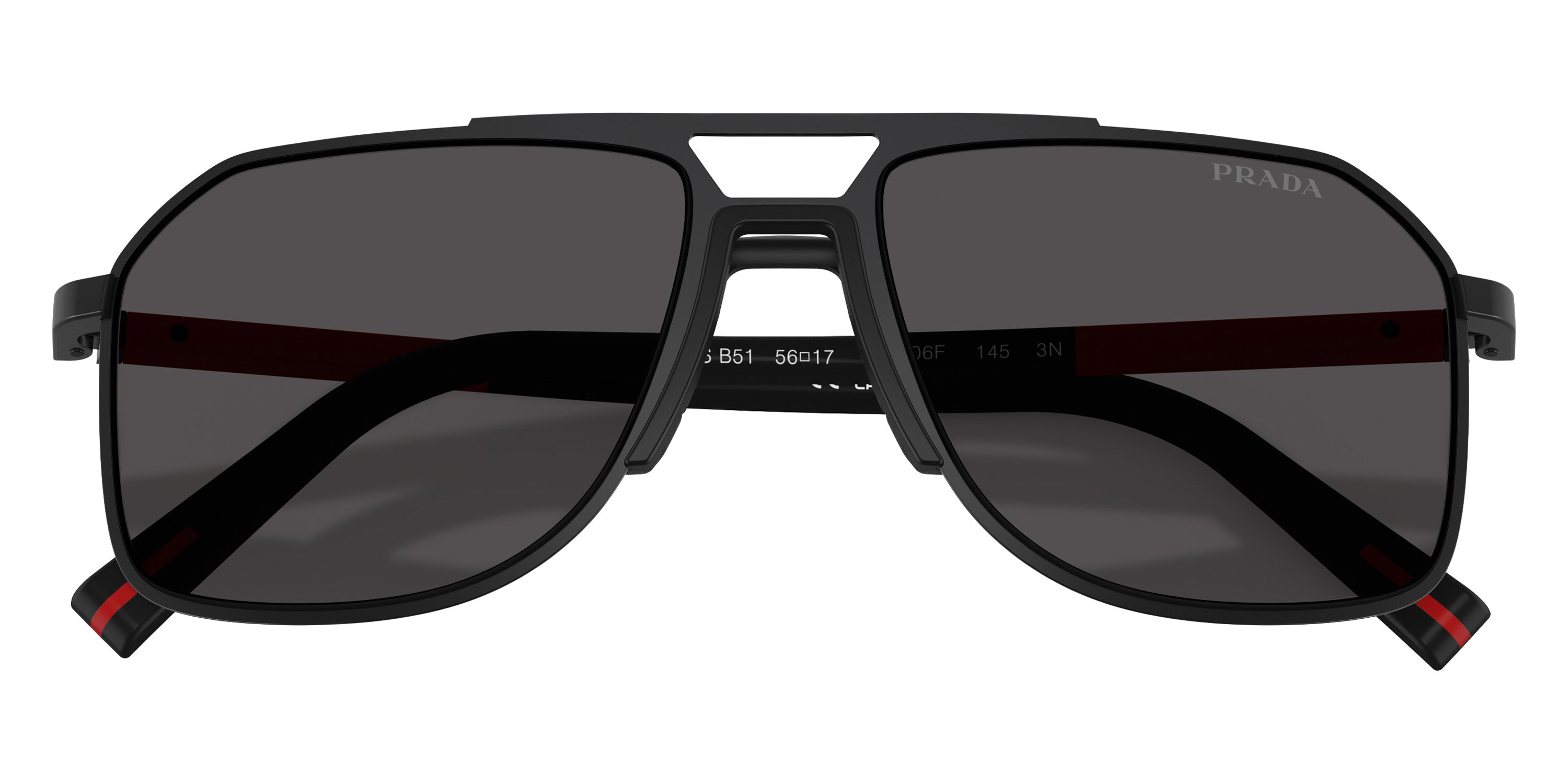 نظارات برادا لينيا روسا الشمسية - PS B51S 1BO06F 56 - أسود مطفي