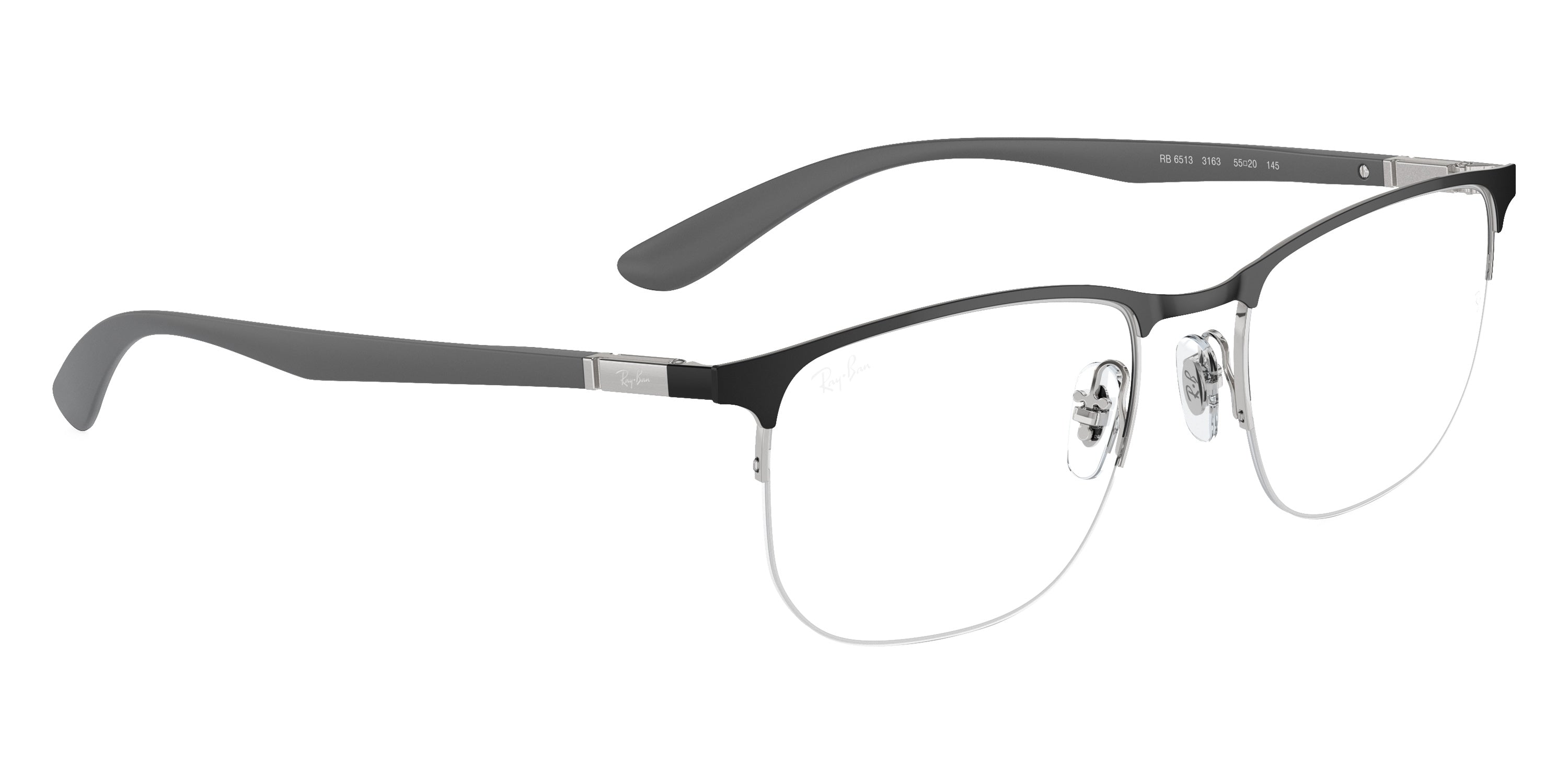 RAY-BAN EYEGLASSES - RX6513 3163 53 - Black on Silver/Sand Gray
