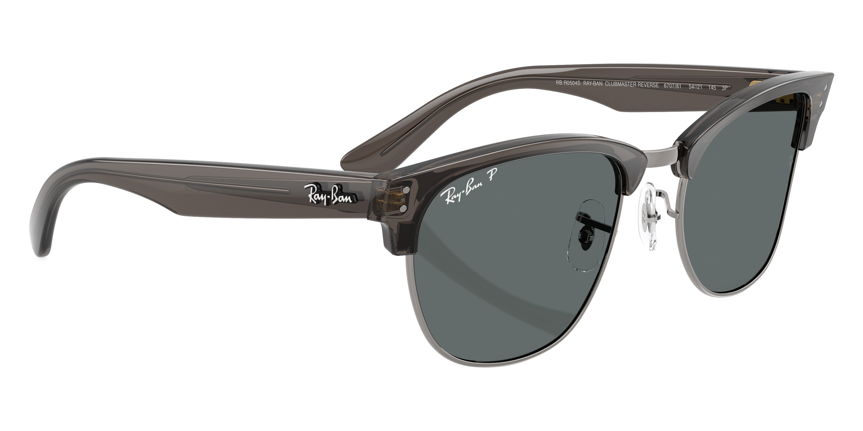 RAY-BAN SUNGLASSES CLUBMASTER REVERSE - RBR0504S 670781 51 - Transparent Dark Gray on Gunmetal