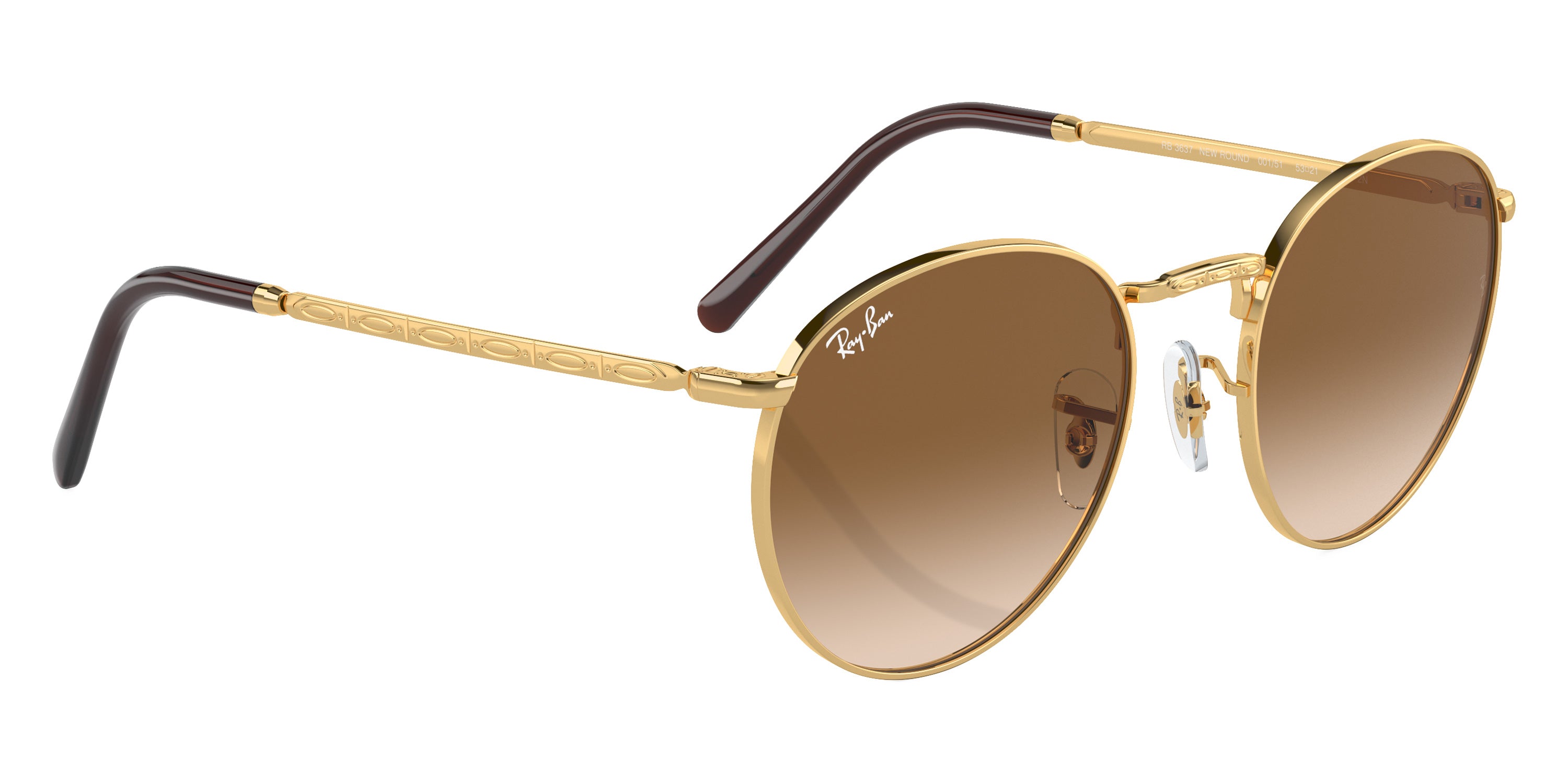 RAY-BAN SUNGLASSES NEW ROUND - RB3637 001/51 50 - Gold