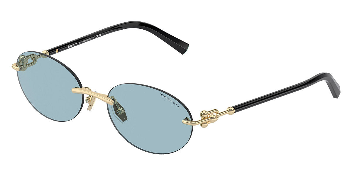 Tiffany & Co. Oval Rimless Sunglasses in Black and Gold-Tone TF3104D Tiffany TF3104D 6216S4 Pale Gold Sunglasses for Woman  main image 4
