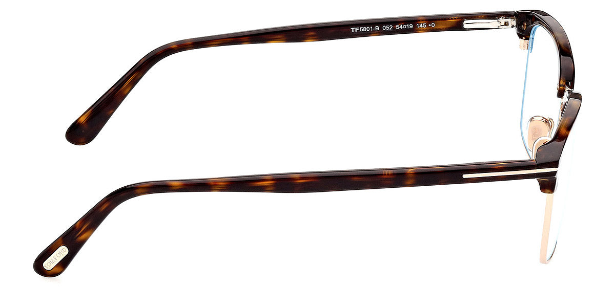 TOM FORD EYEGLASSES - FT5801-B 052 54 - Classic Dark Havana/Shiny Rose Gold/T Logo