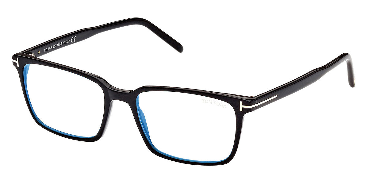 TOM FORD EYEGLASSES - FT5802-B 001 53 - Shiny Black/T Logo
