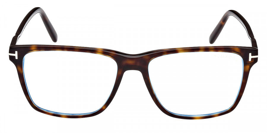 TOM FORD EYEGLASSES - FT5817-B 052 56 - Shiny Dark Havana/T Logo