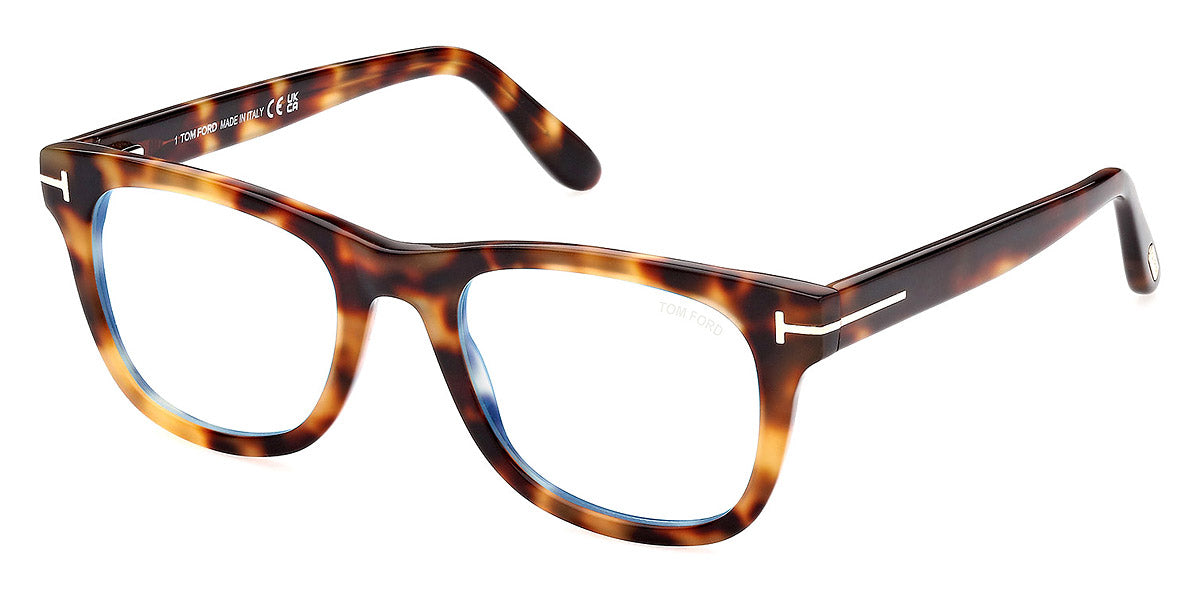 TOM FORD EYEGLASSES - FT5820-B 053 50 - Shiny Blonde Havana/T Logo