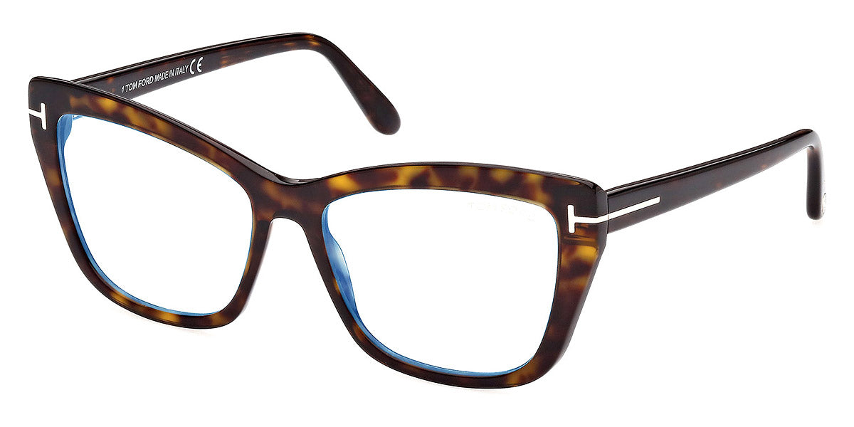 TOM FORD EYEGLASSES - FT5826-B 052 55 - Dark Havana/T Logo