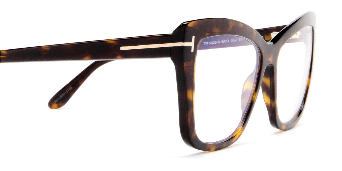 TOM FORD EYEGLASSES - FT5826-B 052 55 - Dark Havana/T Logo
