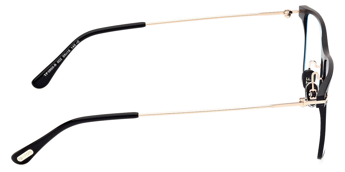 TOM FORD EYEGLASSES - FT5865-B 002 55 - Matte Black/Shiny Rose Gold/T Logo