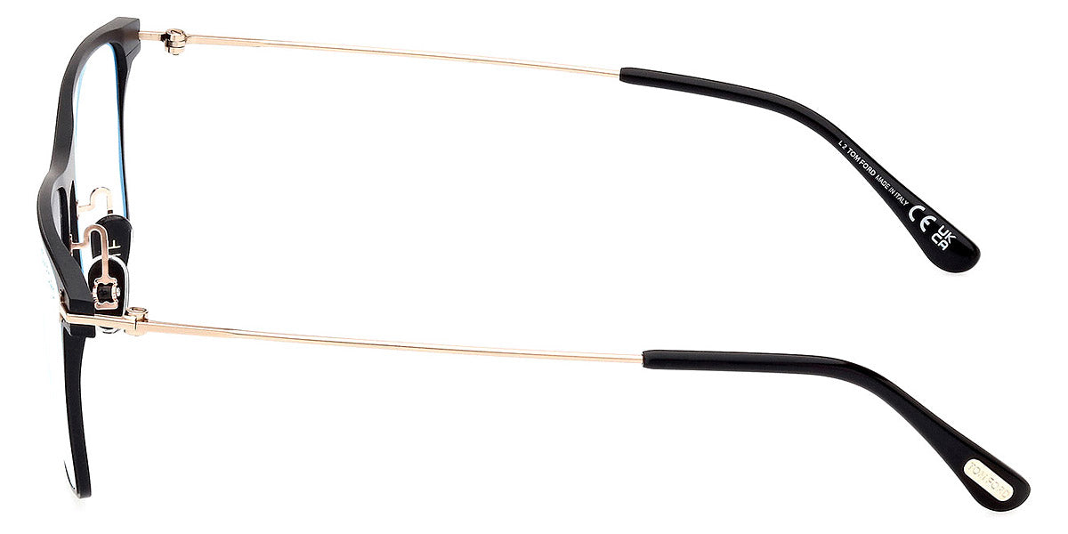 TOM FORD EYEGLASSES - FT5865-B 002 55 - Matte Black/Shiny Rose Gold/T Logo