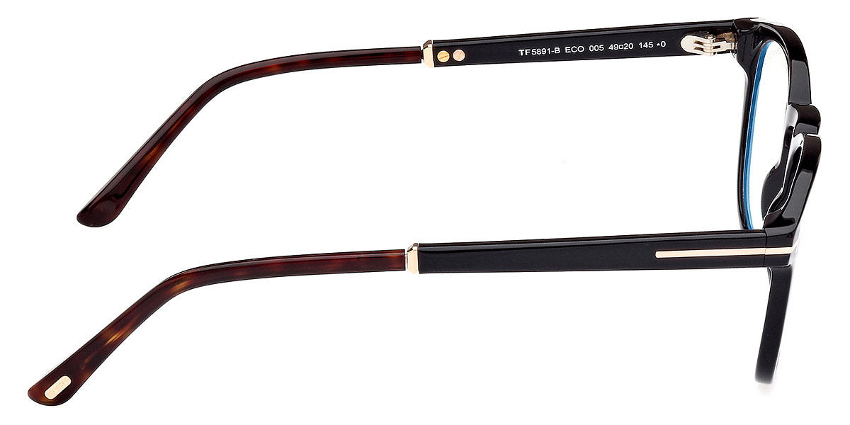 TOM FORD EYEGLASSES - FT5891-B 005 49 - Shiny Black/Shiny Rose Gold/T Logo
