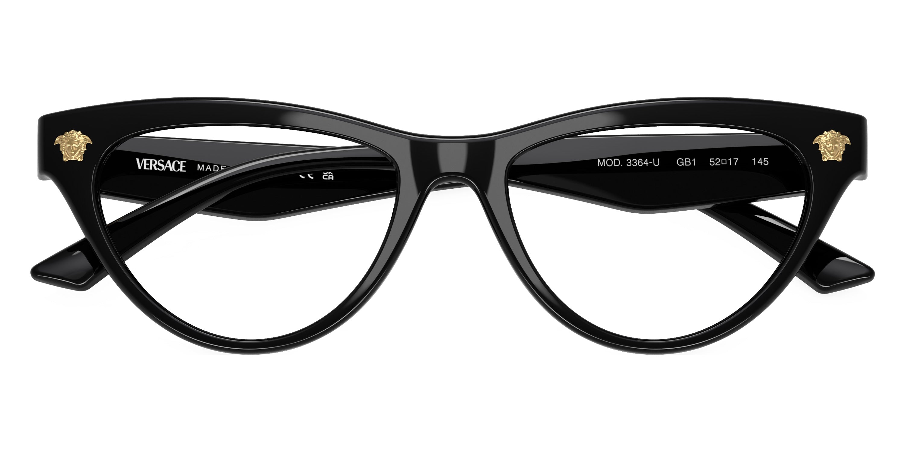 VERSACE EYEGLASSES - VE3364U GB1 52 - BLACK