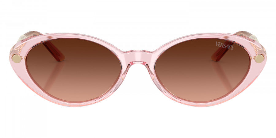 VERSACE SUNGLASSES TUBULAR GRECA OVAL VE4469 54725M 54 - Pink Transparent