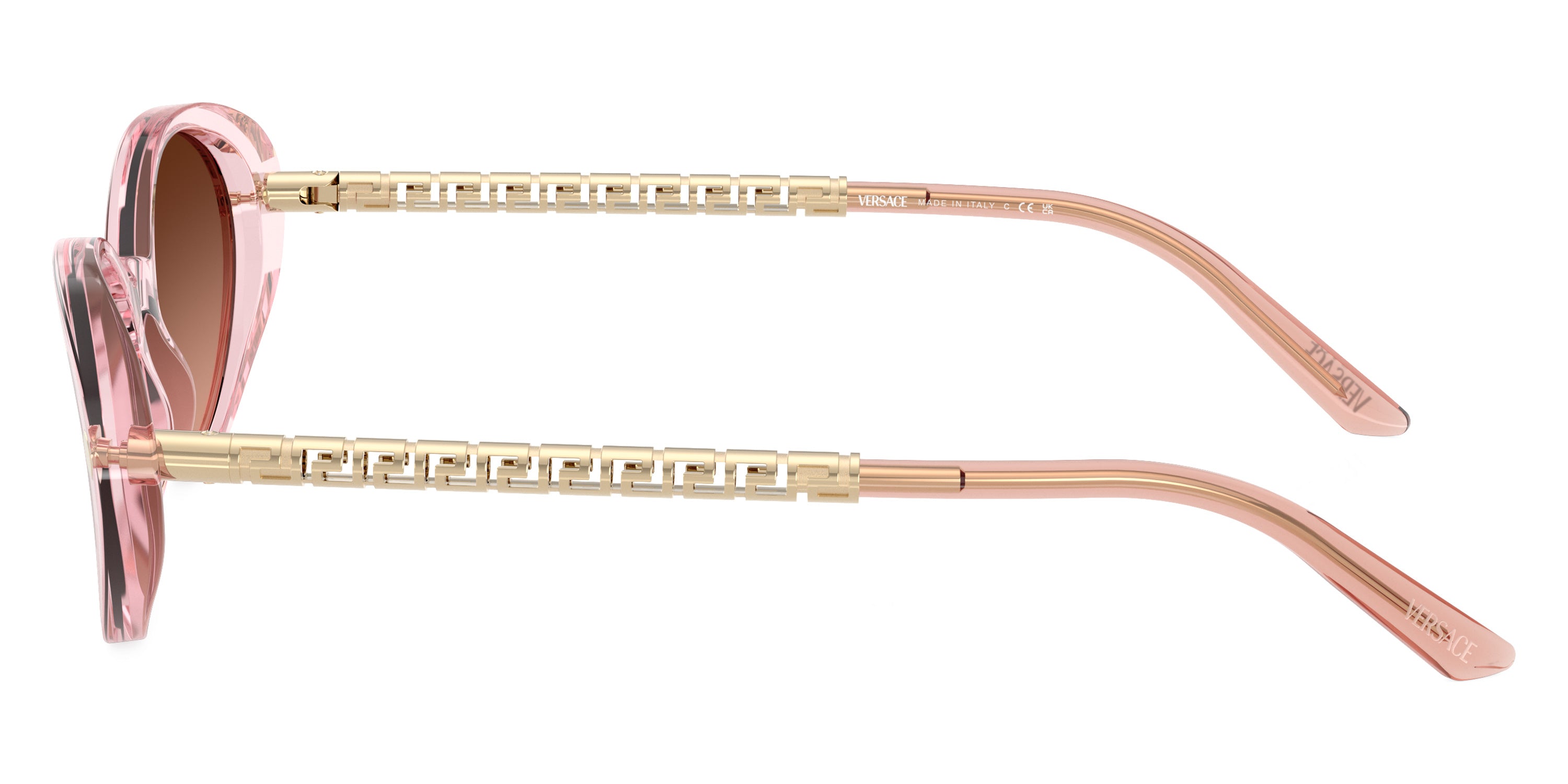 VERSACE SUNGLASSES TUBULAR GRECA OVAL VE4469 54725M 54 - Pink Transparent