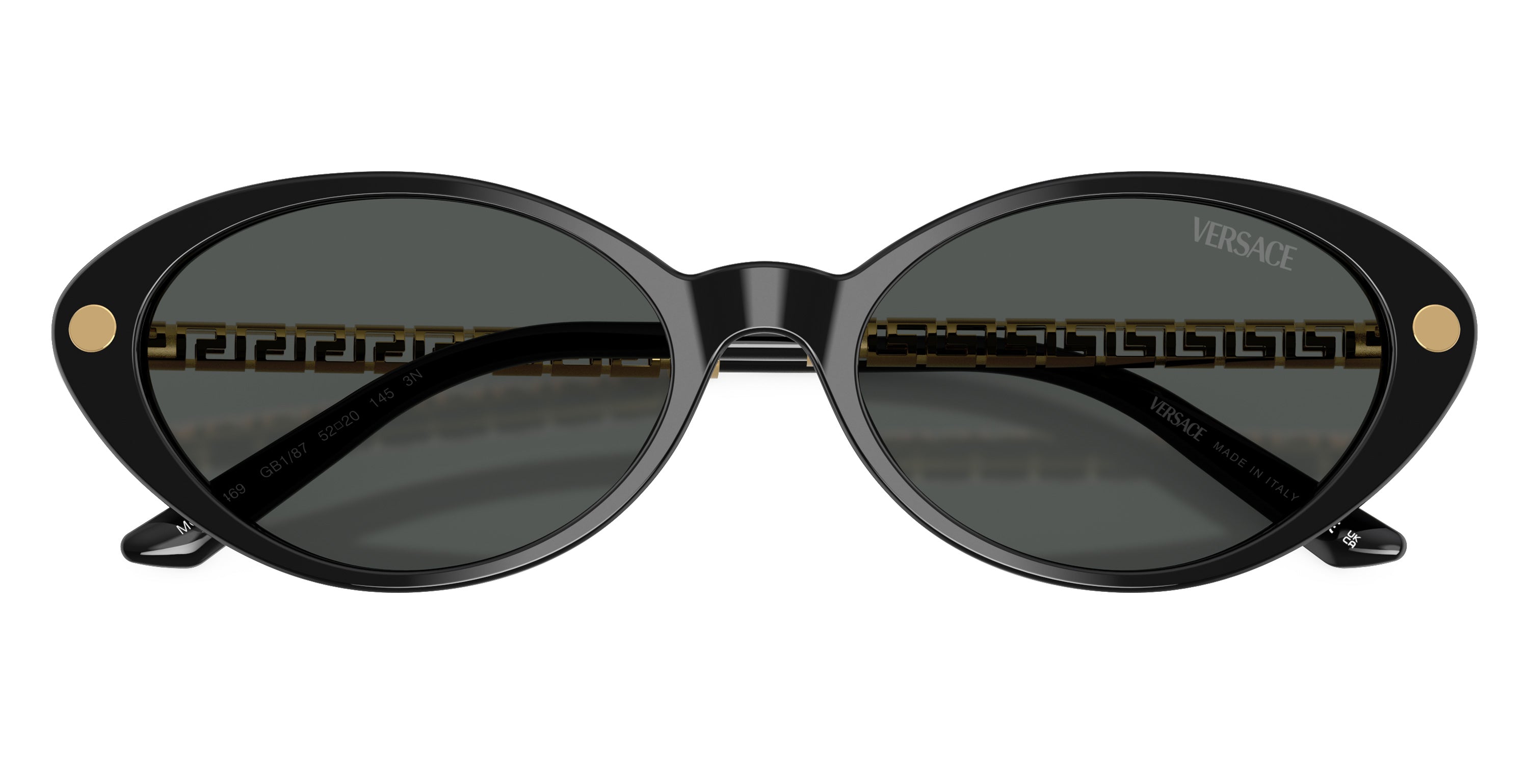 VERSACE SUNGLASSES TUBULAR GRECA OVAL VE4469 GB1/87 54 - Black