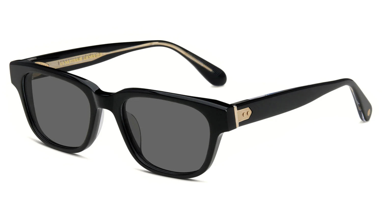 LUNETTERIE GENERALE SUNGLASSES - AESTHETE  BLACK/14K  GOLD SOLID GREY 54