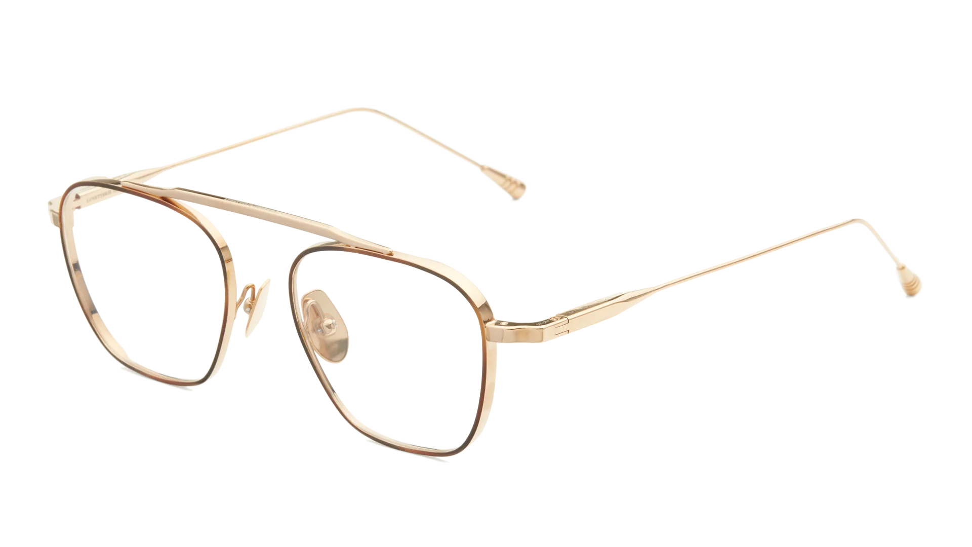 LUNETTERIE GENERALE EYEGLASSES - SPITFIRE 14K GOLD/TORTOISE RIM INLAY 50
