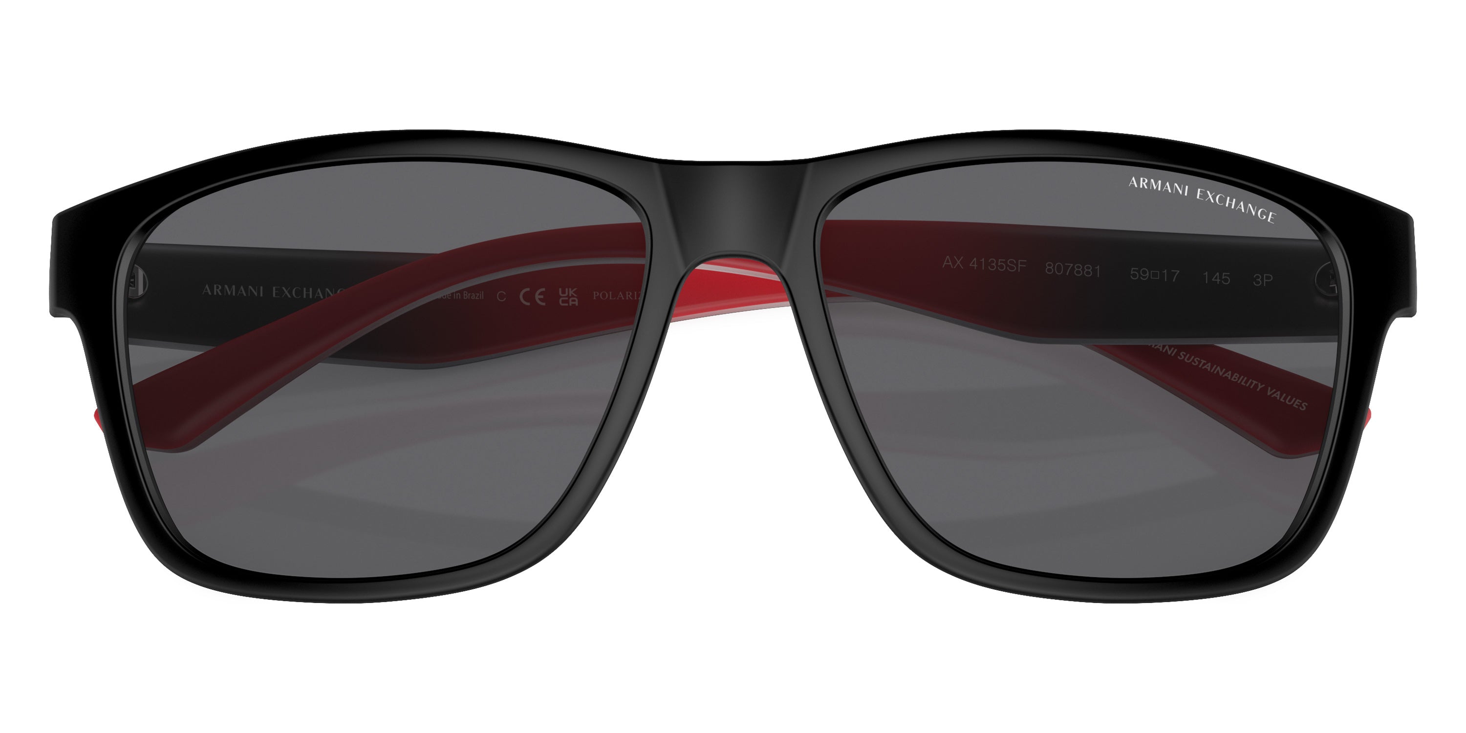 ARMANI EXCHANGE SUNGLASSES - AX4135SF 807881 59 - Matte Black/Black Gradient Red