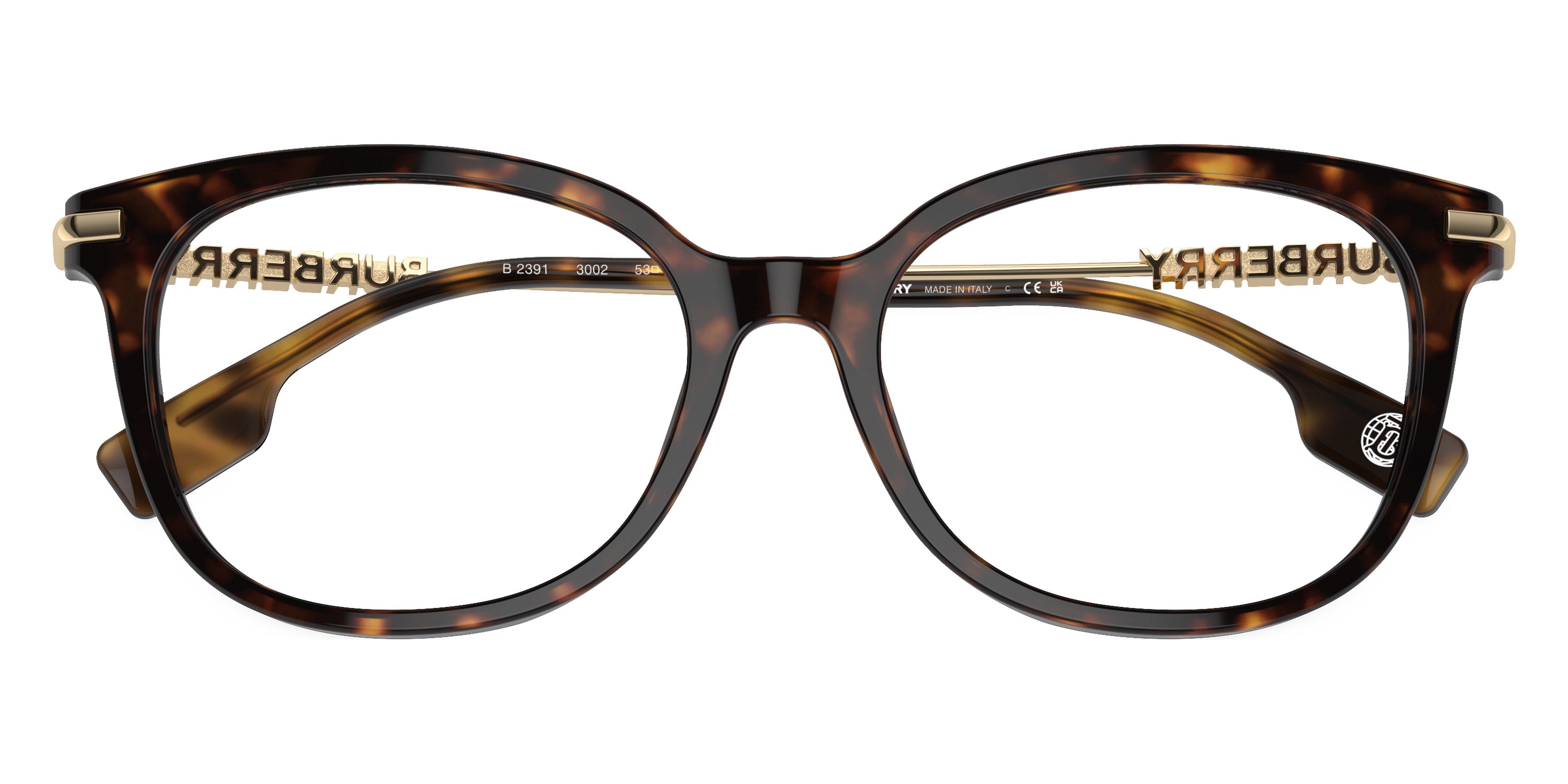 BURBERRY EYEGLASSES - BE2391 3002 53 - DARK HAVANA/LIGHT GOLD