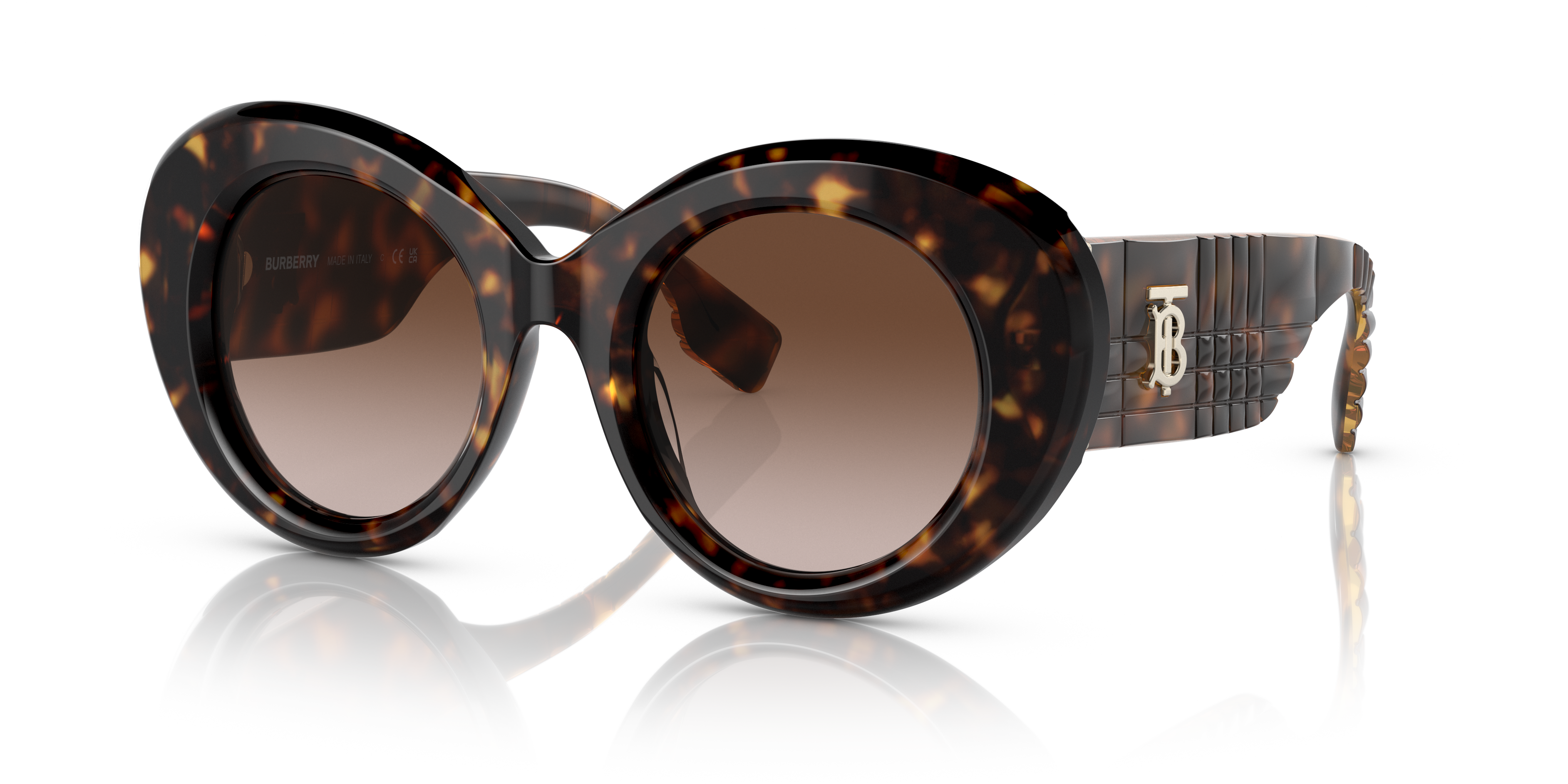 BURBERRY ブラウンオーバーサイズサングラスBE4370U MARGOT Burberry Margot Brown Gradient Round Ladies Sunglasses BE4370U