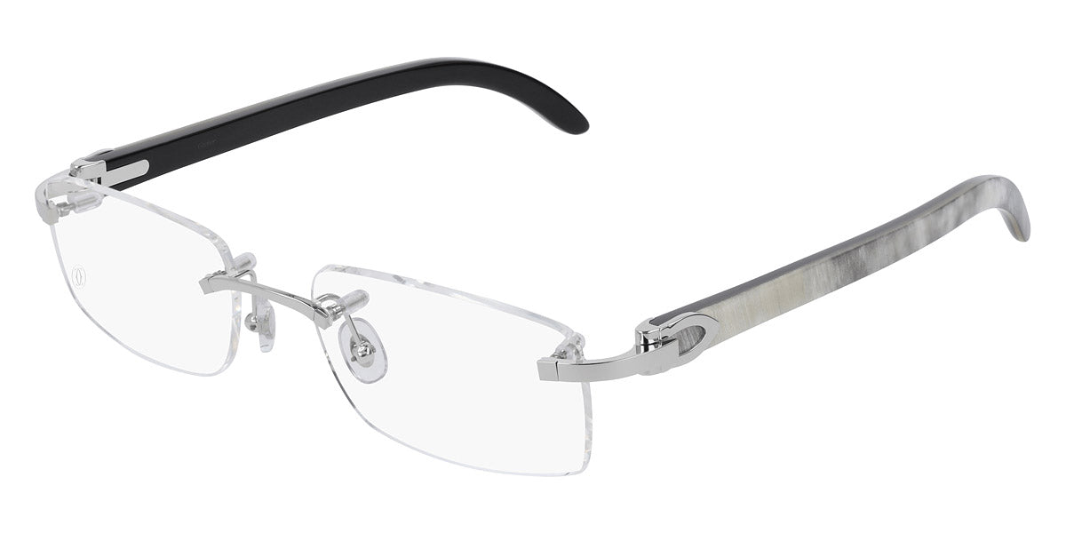 CARTIER EYEGLASSES - CT0046O 002 53 - Silver/White Décor C