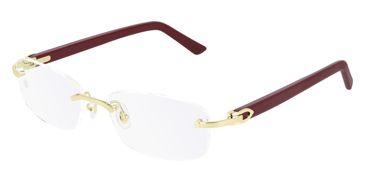 CARTIER EYEGLASSES - CT0048O 006 53 - Gold/Burgundy Décor C