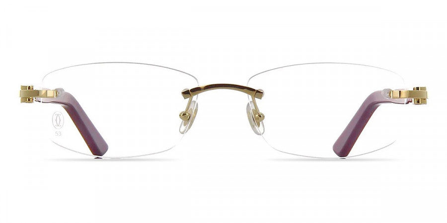 CARTIER EYEGLASSES - CT0048O 006 53 - Gold/Burgundy Décor C