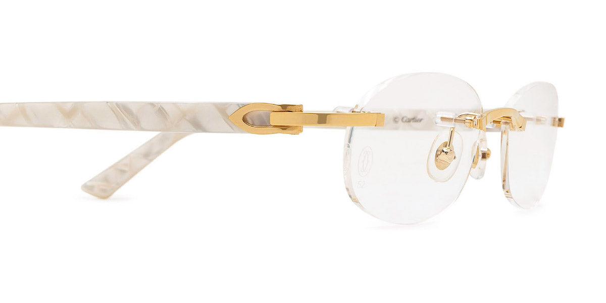 CARTIER EYEGLASSES - CT0056O 002 52 - Gold/White Décor C