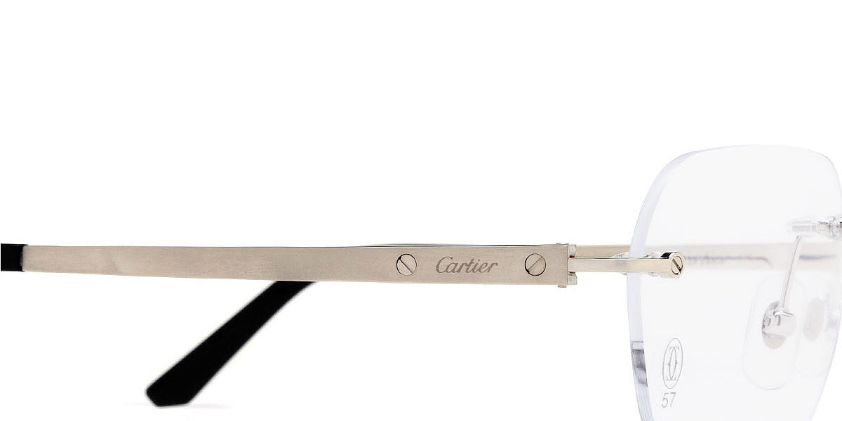 CARTIER EYEGLASSES - CT0407O 002 57 - Silver Santos De Cartier