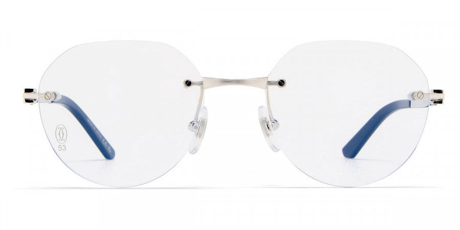CARTIER EYEGLASSES - CT0408O 002 53 - Silver Santos De Cartier
