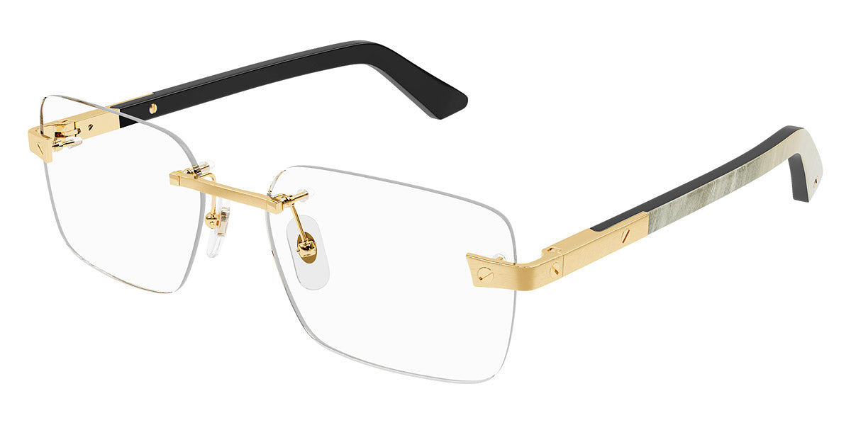 CARTIER EYEGLASSES - CT0411O 003 57 - Gold/White Santos De Cartier