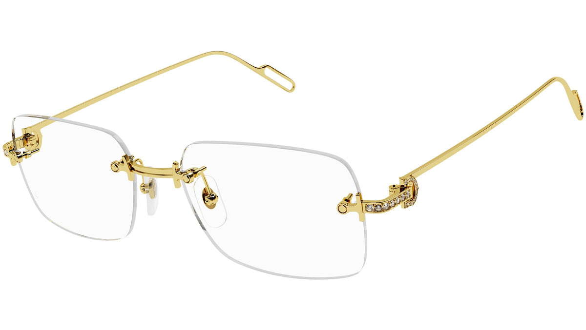 CARTIER EYEGLASSES - CT0421O 002 55 GOLD 18K WITH DIAMOND