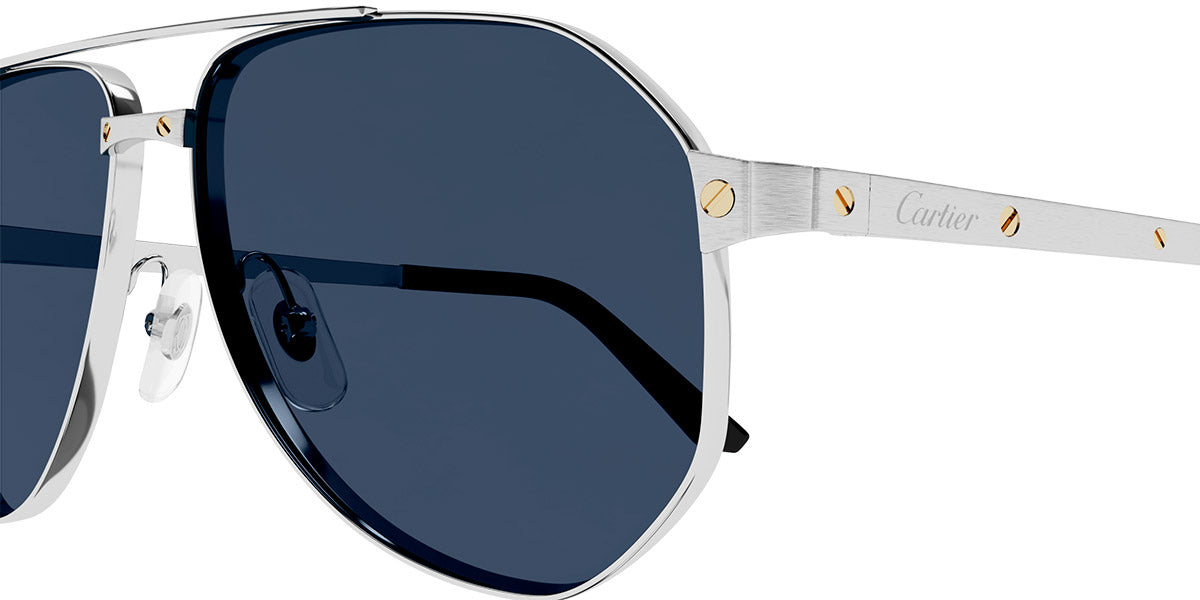 CARTIER SUNGLASSES - CT0461S 002 60 - Silver Santos de Cartier