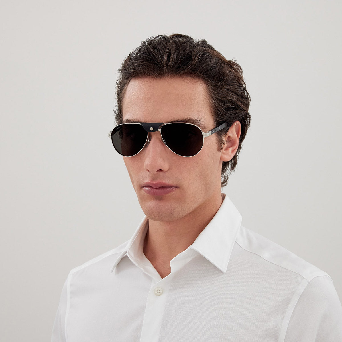 CARTIER SUNGLASSES - CT0495S 003 59 - Silver/Black Santos de Cartier