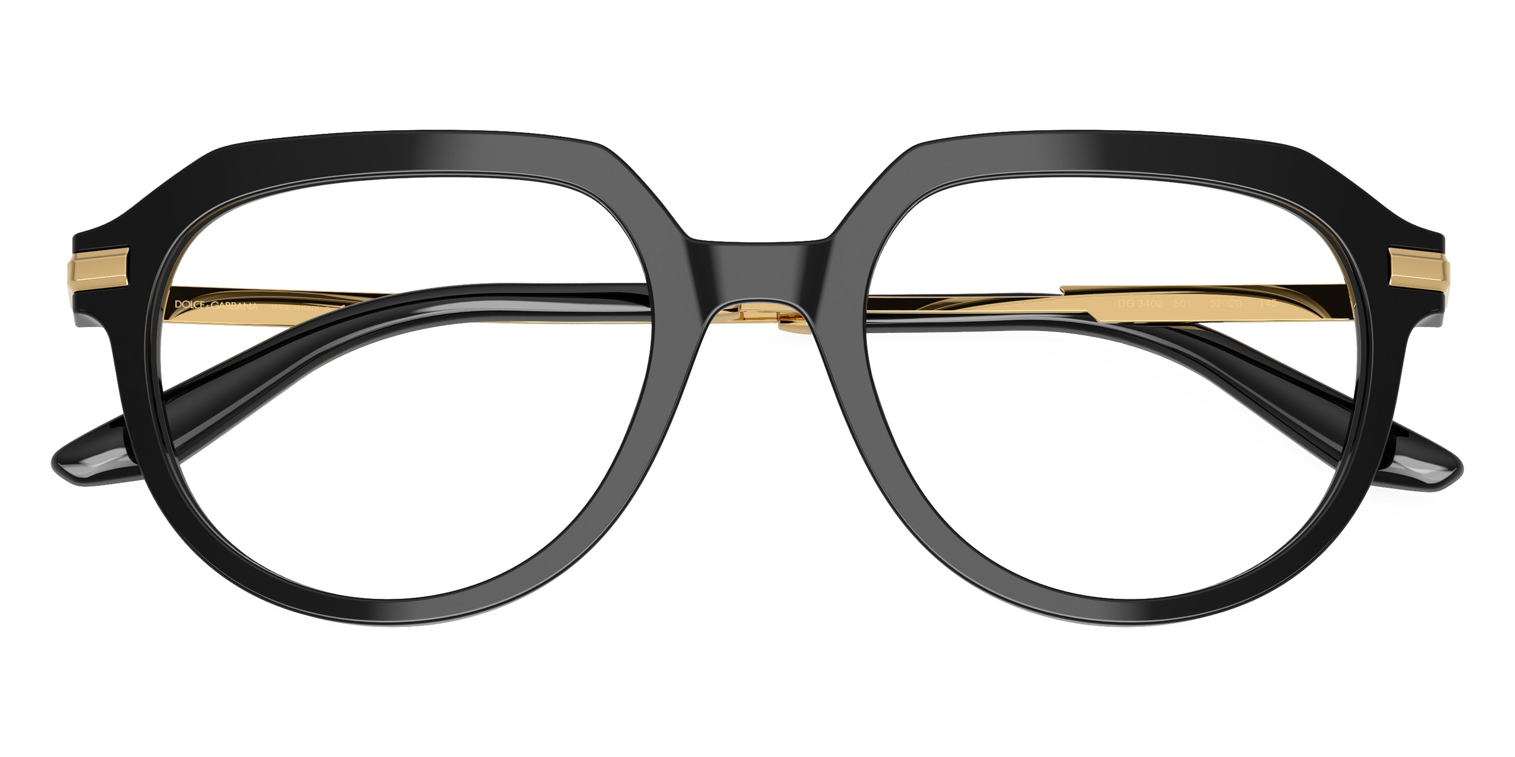 DOLCE & GABBANA EYEGLASSES - DG3402 501 52 - Black/Gold