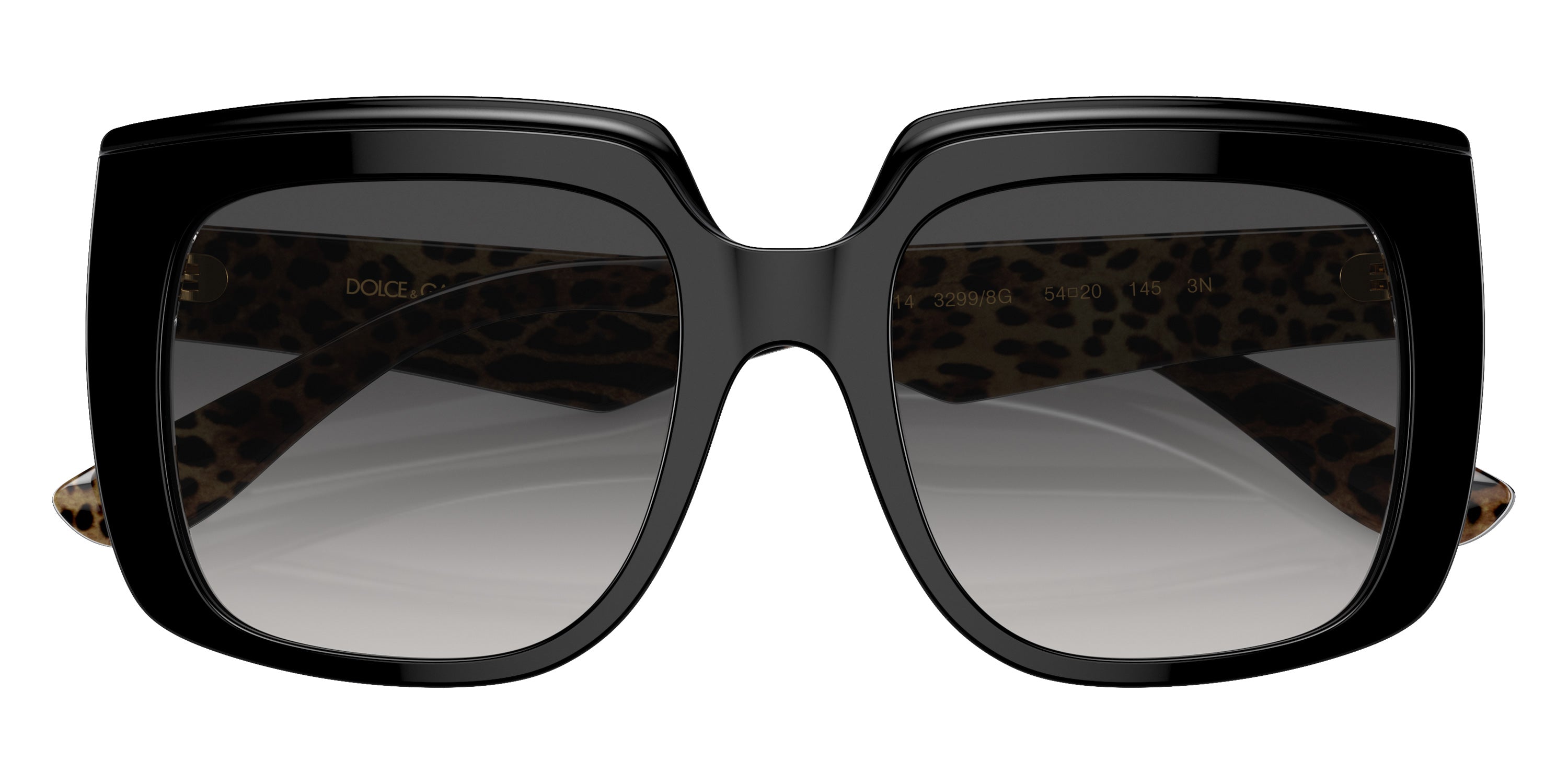 DOLCE & GABBANA SUNGLASSES - DG4414 32998G 54 - Black on Leo Brown