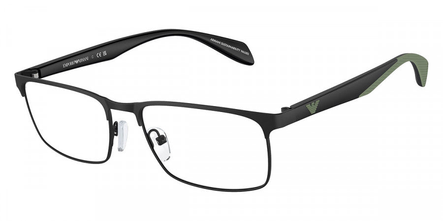 EMPORIO ARMANI EYEGLASSES - EA1149 3001 56 - Matte Black/Rubber Green