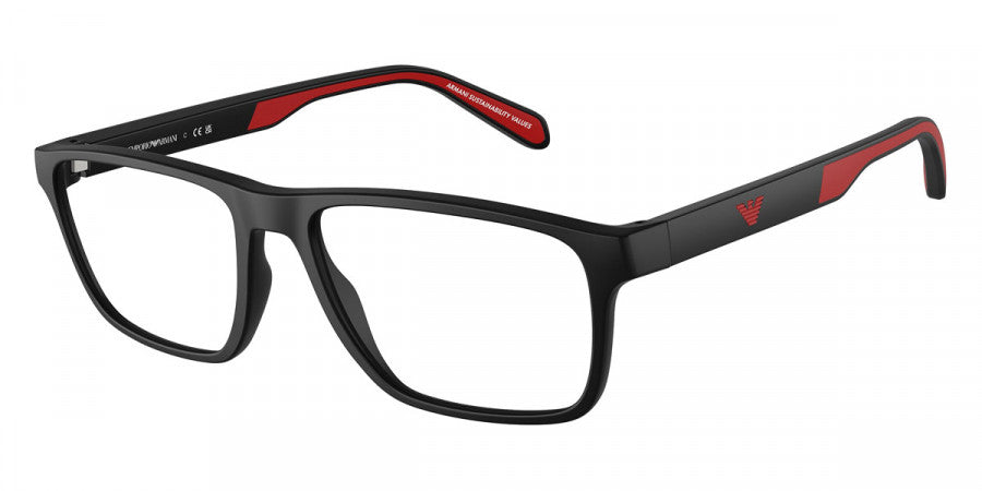 EMPORIO ARMANI EYEGLASSES - EA3233 5997 54 - Matte Black/Rubber Red