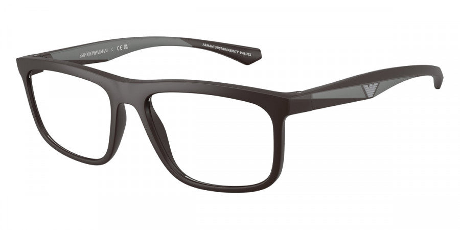 EMPORIO ARMANI EYEGLASSES - EA3246 6186 53 - Matte Brown/Gray Rubber