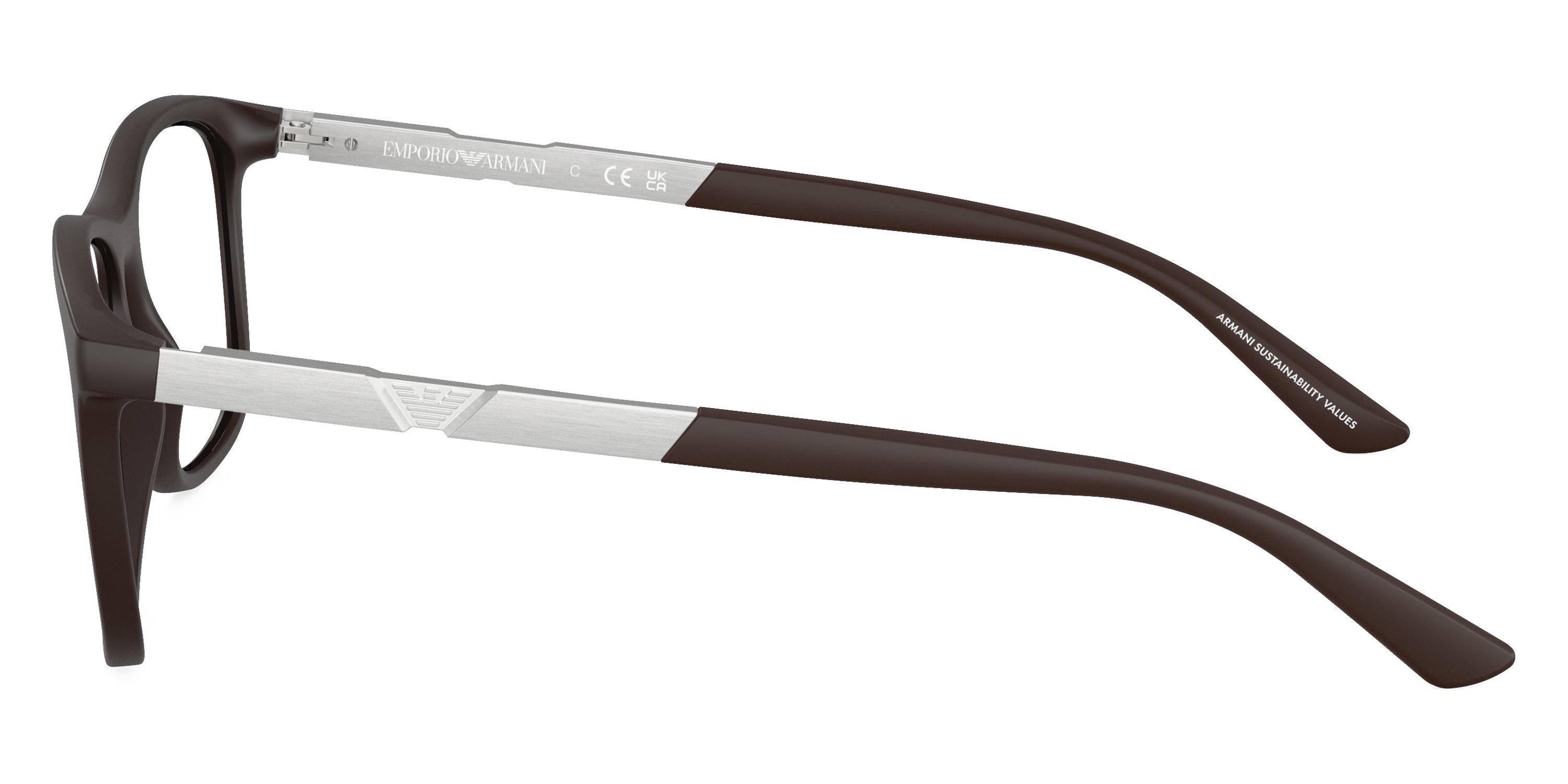 EMPORIO ARMANI EYEGLASSES - EA3247 6186 55 - Matte Dark Brown/Aluminium