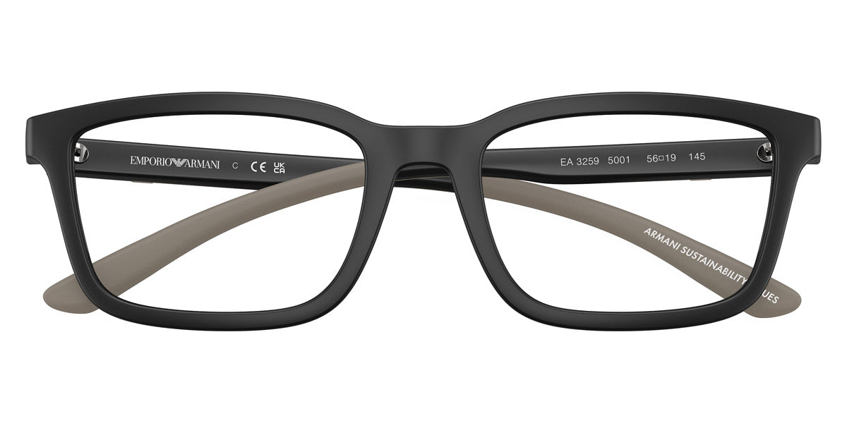 EMPORIO ARMANI EYEGLASSES - EA3259 5001 56 - Matte Black/Gray Rubber